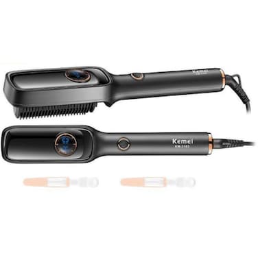 Kemei Electric Hair Straightening Brush &ndash; Fast Heating Anti-Scald Ceramic Comb for Smooth, Silky, and Frizz-Free Hair &ndash; Professional Ionic Hair Straightener Tool for All Hair Types KM-3103