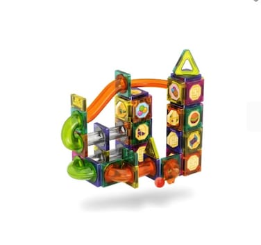 75-Piece Magnetic Building Blocks Marble Run Set - 3D STEM Educational Construction Toy for Kids - Multicolor (Age 3+)