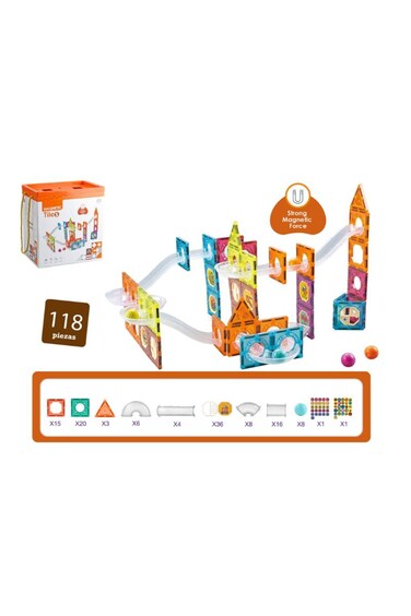 Magnetic Tiles Building Blocks with 118 Pcs Accessories CH1136
