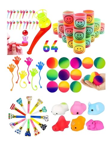 Party Favors for Kids Birthday &ndash; 64PCS Return Gifts for Kids Party, Mini Toys for Goody Bags, Bulk Small Toys for Boys &amp; Girls, Goodie Bag Fillers, Birthday Giveaways, Loot Bag Toys, Classroom &amp; Pi&ntilde;ata Prizes