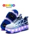 Little Rockz Kids Four Wheel Roller Skate Shoes Blue , Size 30 with Rechargeable LED Flash Light Lightning Sole Sneaker Skate Heelys Shoes