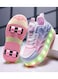 Little Rockz Kids Four Wheel Roller Skate Shoes Pink , Size 32 with Rechargeable LED Flash Light Lightning Sole Sneaker Skate Heelys Shoes