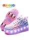 Little Rockz Kids Four Wheel Roller Skate Shoes Pink , Size 32 with Rechargeable LED Flash Light Lightning Sole Sneaker Skate Heelys Shoes