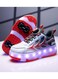 Little Rockz Kids Four Wheel Roller Skate Shoes Red , Size 28 with Rechargeable LED Flash Light Lightning Sole Sneaker Skate Heelys Shoes