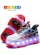 Little Rockz Kids Four Wheel Roller Skate Shoes Red , Size 32 with Rechargeable LED Flash Light Lightning Sole Sneaker Skate Heelys Shoes