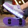Little Rockz Kids Four Wheel Roller Skate Shoes, with Rechargeable LED Flash Light t Lightning Sole Sneaker Skate Heelys Shoes Violet , Size 37