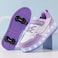 Little Rockz Kids Four Wheel Roller Skate Shoes, with Rechargeable LED Flash Light t Lightning Sole Sneaker Skate Heelys Shoes Violet , Size 38