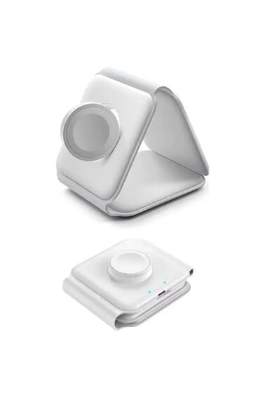 3-in-1 Wireless Charger, Foldable Magnetic Pad, 18W Fast Charge Station for Travel &ndash; White