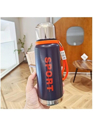 Belle Sports Water Bottle Gym Stainless Steel Portable 680ml Thermos Sport Metal Drink Vacuum Insulated for Kids School Boys Girls Women Men (Dark Blue)