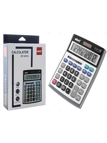 12 Digit Desktop Calculator with Large LCD Display and Dual Power &ndash; Black