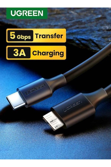 كابل UGREEN USB من النوع C إلى Micro USB بطول 0.25 متر لنقل البيانات بسرعة