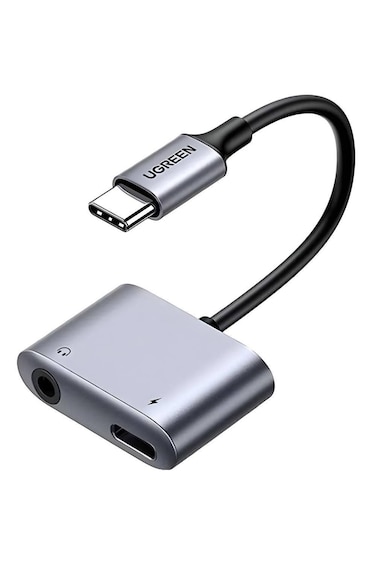 UGREEN USB-C To 3.5mm Audio Adapter With PD, Silver