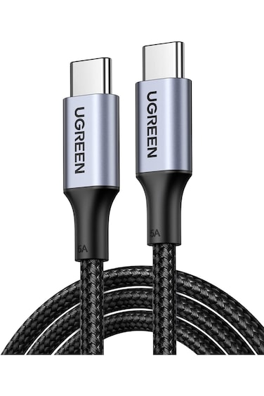 كابل شحن UGREEN بقوة 100 واط من نوع USB-C إلى USB-C، كابل مضفر من النايلون بطول 3 أمتار، يدعم الشحن السريع PD، متوافق مع نطاق واسع من الأجهزة
