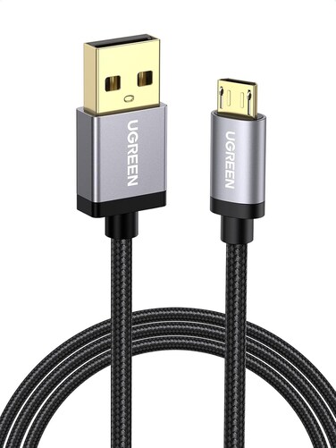 UGREEN Micro USB Cable 2M, 18W Fast Quick Charger Cable, QC 3.0 Micro USB 2.0 Android Charging Cord Nylon Braided, Compatible for PS4 XBOX Samsung S7 S6, Note6 LG Nexus Nokia-Black