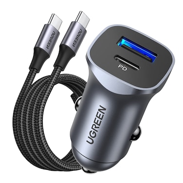 UGreen Car Charger 2-Port 1A 1C 30W Pd Fast Car Charger - Gray