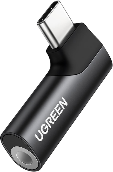 UGREEN USB C to 3.5mm Audio Headphone Jack Adapter Type C Aux DAC Earphone Stereo Mic HiFi Right Angle Compatible with iPhone 16 Series, iPad Mini/Pro/Air, Samsung S24 Ultra S24/S23, Pixel 5 XL, Black