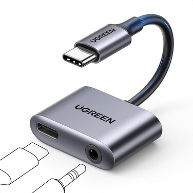 محول شاحن صوت USB C إلى مقبس سماعة رأس 3.5 مم من يوجرين، محول DAC من النوع C، محول AUX، متوافق مع سامسونج جالاكسي S25/24 ألترا، بيكسل 5/4/3/2، آيباد ميني/برو/إير، غير متوافق مع هواتف آيفون 15/16