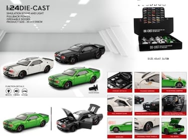 Colorland - Pullback Dodge Challenger Srt Die-Cast 1:24 Scale Asstd. Cz200A