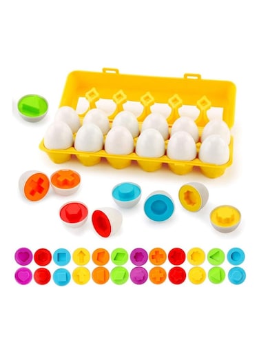 Matching Eggs - Toddler Toys - Educational Color &amp; Recognition Skills Study Toys, for Learn Color &amp; Shape Match Egg Set, for Age 2 Years Old and 2 Years Up Kid Baby Toddler Boy Girl. (12 Eggs)