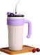 Mobcos Insulated Tumbler with Handle and Straw Lid, Stainless Steel Coffee Mug Portable Coffee Tumbler (Purple)