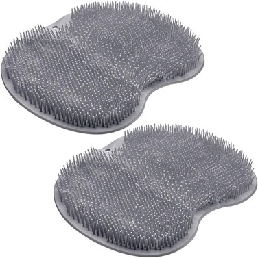 Pack of 2 Shower Foot Scrubber Mat Back Washer Back Exfoliating Bath Wash Pad Wall Mounted Slip Suction Cups Foot Scrubber for Use in Shower Cups Foot Cleaner for Men and Women" Gray