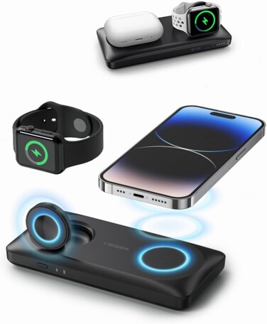 VEGER Magnetic Wireless Charger,10000mah Power Bank, 22.5W PD Fast Charging Wireless Portable Charger, Magsafe Charger Battery Pack for iPhone