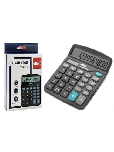 12 Digit Desktop Calculator with Large LCD Display and Dual Power &ndash; Black