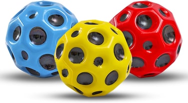 3 Pack Space Moon Balls, Super High Bouncing Ball, Pop Sounds Meteor Space Ball, Pop Bouncing Ball Rubber Bounce Ball for Kids Adults, Sport Training Ball for Indoor and Outdoor