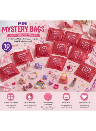 Mini Mystery Bags Set of 10 Cute Surprise Toys for Girls