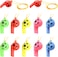 Pack of 12 Football Whistle, Plastic Whistle, Whistle Toy for Children, Toy Whistle, Sports Whistle, Football Whistle, Kids Training, Sports Whistle with Lanyard (Random Colour)