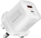 Promate GaN USB-C Charger, Ultra-Compact 33W USB-C Power Delivery Wall Charger with Fast 22.5W QC 3.0 Charging Port, Adaptive Smart Charging and Short-Circuit Protection, PowerPort-33 White