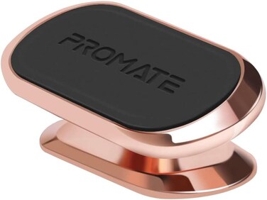 Promate Magnetic Car Phone Holder,Universal Cradleless Stick-On Dashboard Mount with 360-Degree Rotation,8 Integrated Magnets,Low Vibration and Anti-Slip Grip,iPhone 13,Samsung S22, Rose Gold