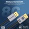 كابل Promate DisplayPort 2.0 يدعم دقة 16K عالية الوضوح بمعدل 60 هرتز، ونطاق ترددي 80 جيجابت في الثانية، وكابل رفيع بطول مترين، باللون الأسود.
