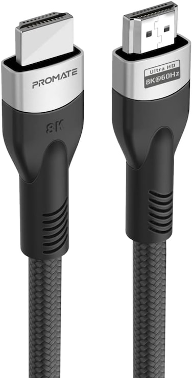 كابل Promate HDMI 2.1، كابل HDMI رفيع بطول 5 أمتار، يدعم عرض نطاق ترددي 48 جيجابت في الثانية، متوافق مع MacBook Pro وPS5 والتلفزيون وXbox وRoku وتلفزيونات UHD وأجهزة عرض Blu-ray، أسود