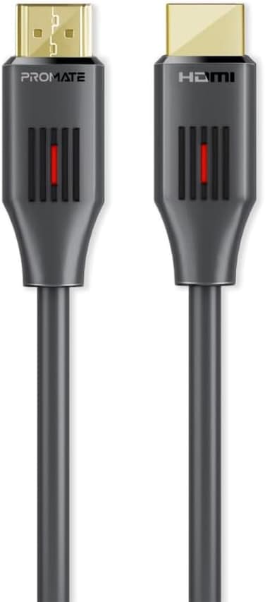 كابل Promate HDMI 2.0، كابل HDMI رفيع بطول 10 أمتار يدعم دقة 4K بمعدل 60 هرتز، يدعم تقنية الفيديو ثلاثي الأبعاد،وموصلات مطلية بالذهب، مناسب لأجهزة الكمبيوتر المحمولة، والشاشات، ProLink4K60-10M أسود