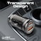 Promate Car Charger, Transparent 65W Ultra-Compact Car Adapter With USB Type-C Power Delivery Port, USB-A Port, Mini Handle And Heat Protection compatible For iPhone 17, Galaxy 23, TransDrive-65W