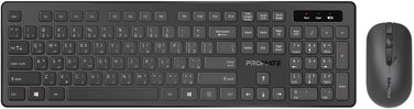 Promate Wireless Keyboard and Mouse Combo, Slim Full-Size2.4Ghz Wireless Keyboard, 1600 DPI Ambidextrous Mouse, Nano USB Receiver, Quiet Keys, Angled Kickstand for iMac, MacBook, ASUS, PROCOMBO-13.E/A