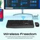 Promate Wireless Keyboard and Mouse Combo, Ergonomic Angled 2.4Ghz with 1200 DPI, Ambidextrous Mouse, Wrist Rest, Nano USB Receiver, Media Keys, For iMac, MacBook Air, ASUS English/Arabic Black