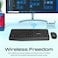 Promate 2.4Ghz Wireless Keyboard and Mouse, Full-Sized Cordless Multimedia Keyboard with Ambidextrous 1200 DPI Mouse, Palm Rest, Angled Kickstand and Nano USB Receiver For Mac OS, English Black