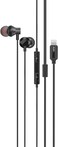 Promate Earphones With Lightning Connector, Ergonomic In-Ear Apple MFi Certified Earphones With Microphone, Call Function And In-Line Volume Control For iPhone 14/13 iPad Pro, Vibe-LT - Black