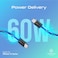 Promate USB-C to USB-C Cable, Premium 60W Power Delivery Fast Charging Cable, 480Mbps Data Sync, 200cm Anti-Tangle Nylon Braided Cord for iPhone 17, Galaxy S25, iPad Air, Dell, ECOLINE-CC200.NAVY
