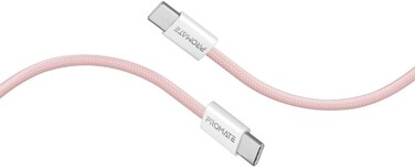 Promate Plastic USB-C Charging Cable, Powerful Sync, Type C Charging Cable, 60W Power, 480Mbps Data Transfer - Pink