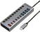 Promate 10 In 1 USB-C Multiport Hub, 3 USB-C And 4 USB-A Ports With 5Gbps Data Transfer, Fast Charging USB-C And USB-A Ports, 20W USB-C PD Port With Individual Power Switches And Plug and Play, Grey
