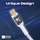 Promate USB-C To USB-C Cable, Fast-Charging 100W Power Delivery Type-C Cable With Transparent Tips, LED, 25000+ Long Bend Lifespan, 480Mbps Data Sync &amp; 120cm Nylon Braided Cord, LucidLine-CC120 White