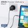 شاحن جداري ثنائي المنافذ Promate PowerPort-25CC بقوة 25 واط مع كابل USB-C بقوة 60 واط، يدعم الشحن السريع PD و QC 3.0 لأجهزة iPhone 15/16/17 و Samsung S26/S25، أسود