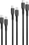 Promate Pack Of 3 USB-C To Lightning Cables, Ultra-Fast Triple Lightning Sync &amp; Charge Cables With 27W PD, Versatile Cord Lengths(0.3m, 1.2m, 2m) 25000+ Bend Test, And Tangle-Free Wires, CableKit-Ci