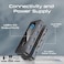 Promate KVM Switch Selector with USB Hub, Four 5Gbps USB-A 3.0 Output Ports Switched To The Selected Input, Dual 4K HDMI Inputs, HDMI Output, Input Toggle Button, Included Cables, Black