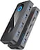 Promate KVM Switch Selector with USB Hub, Four 5Gbps USB-A 3.0 Output Ports Switched To The Selected Input, Dual 4K HDMI Inputs, HDMI Output, Input Toggle Button, Included Cables, Black