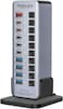 Promate 14-In-1 Multiport 60W USB-C Tower Hub, 3 5Gbps USB-C&acirc;&bdquo;&cent; Ports, 4 5Gbps USB-A&acirc;&bdquo;&cent; Ports, 2 Ultra-Fast Charging PD48W USB-C 3.0 Port, Fast QC 3.0,On/Off Switches, Plug and Play, Grey