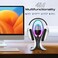 سماعة بروميت اللاسلكية 4 في 1 مع حامل سماعة رأس وموزع USB، نقل بيانات سريع بسرعة 480 ميجابت في الثانية، منفذ USB-C ومنفذي USB-A، ميكروفون متعدد الاتجاهات، 11 وضع إضاءة RGB مذهلة، تصميم مريح، أبيض